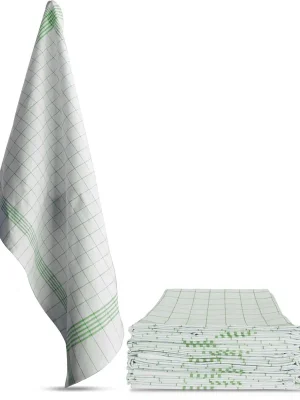 10 Stück Geschirrtücher Classic Weiß/Grün Angebot